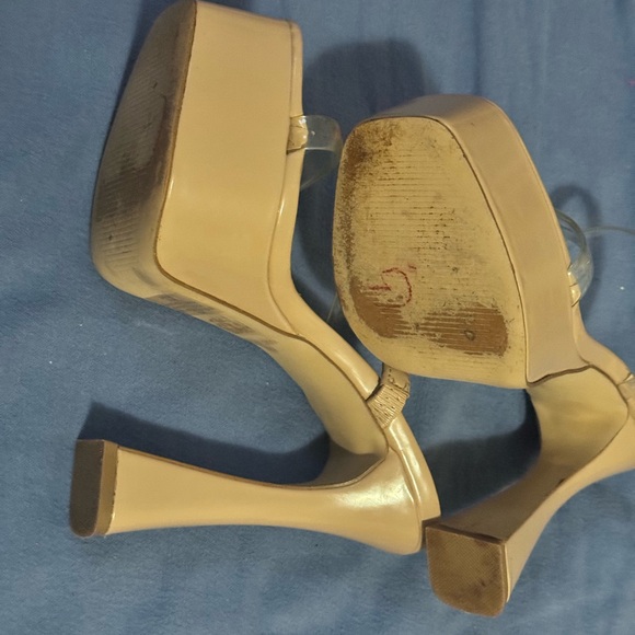 Steve Madden Zayne Clear Slip On Strappy Open Squared Toe Spool Heeled Sandals - Picture 4 of 5